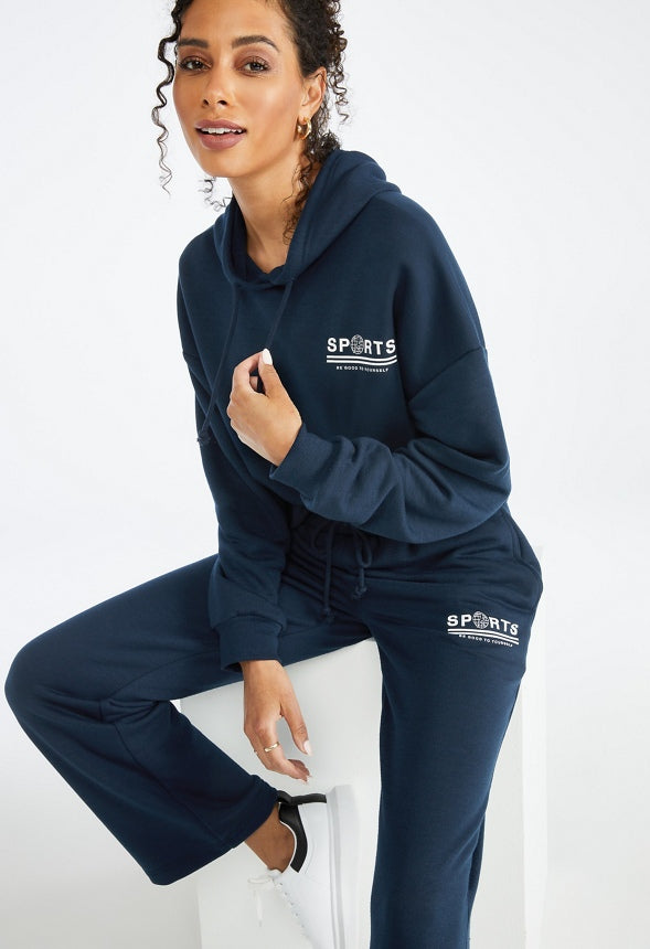 Boxy Fleece Sweatshirt Dark Sapphire