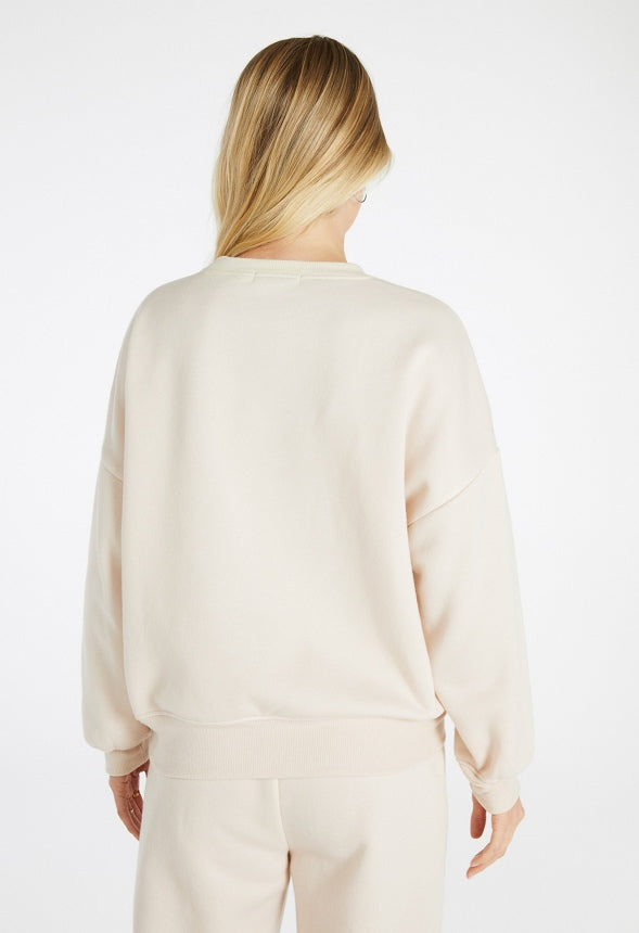 Pullover Graphic Crew Neck Sweatshirt Birch White