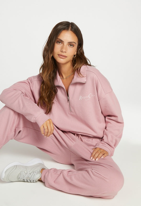 Quarter Zip Pullover Sweatshirt Lilas/ White Graphic
