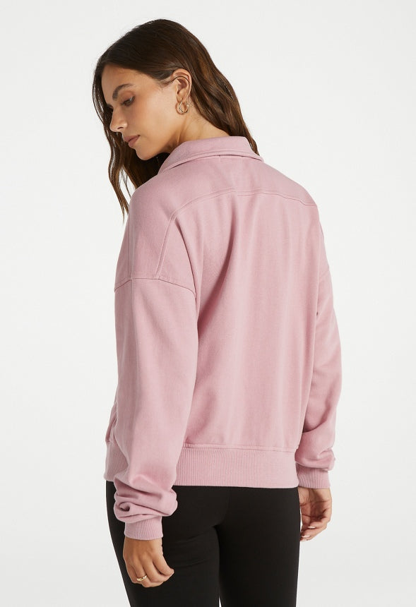 Quarter Zip Pullover Sweatshirt Lilas/ White Graphic