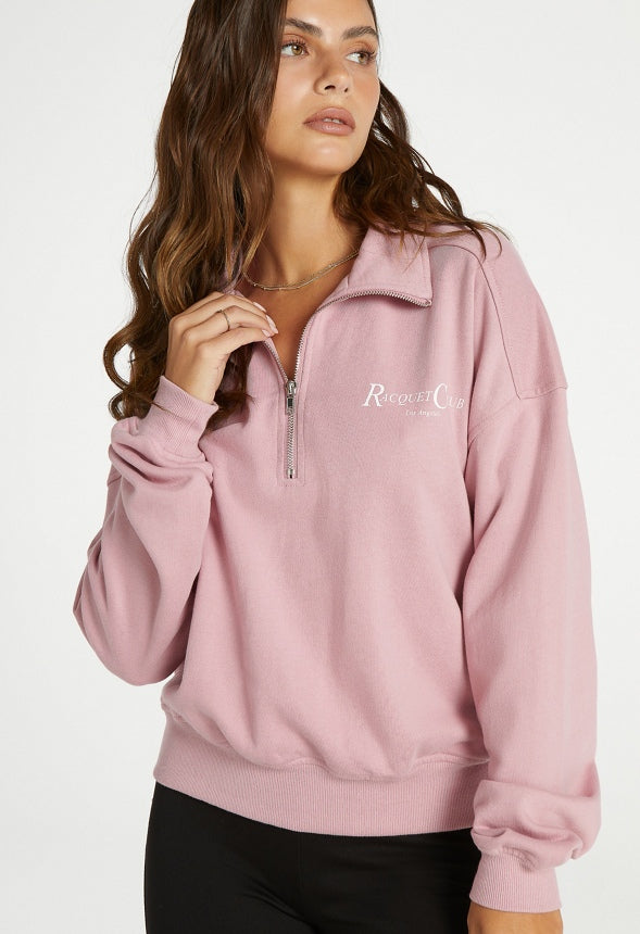 Quarter Zip Pullover Sweatshirt Lilas/ White Graphic