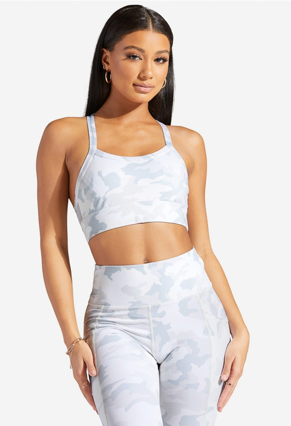 MESH BACK SPORTS BRA Light Grey Camo