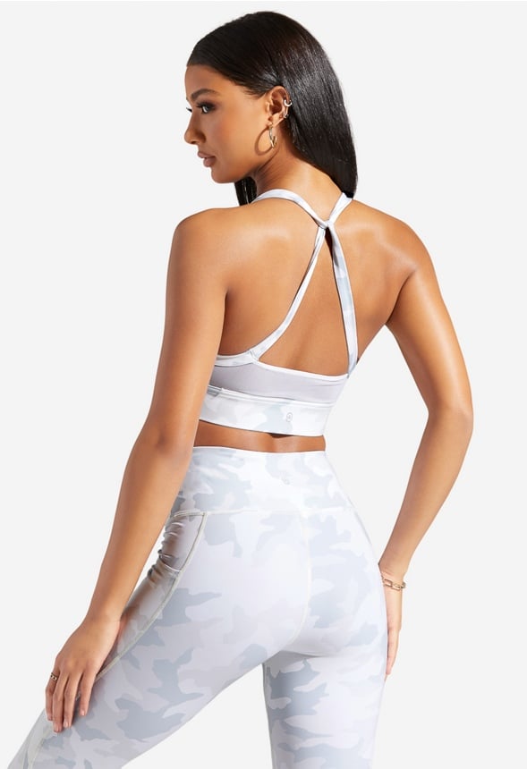 MESH BACK SPORTS BRA Light Grey Camo