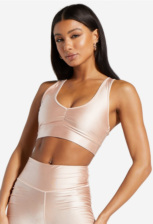 RUCHED SPORT BRA Rose Gold
