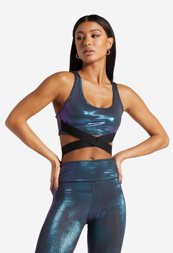 BANDING DETAIL SPORT BRA Blue Oil Slick