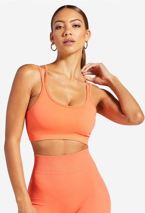 LATTICE BACK SEAMLESS SPORTS BRA Orange