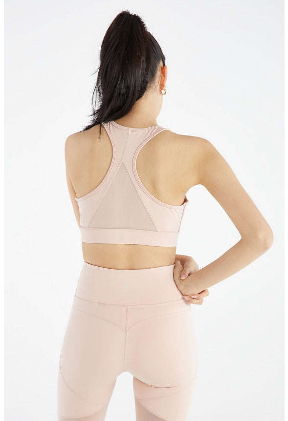 MESH INSERT TWIST FRONT ACTIVE BRALETTE Rose Smoke