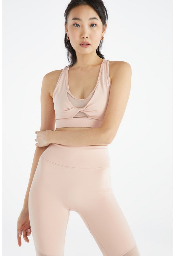 MESH INSERT TWIST FRONT ACTIVE BRALETTE Rose Smoke