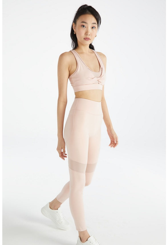 MESH INSERT TWIST FRONT ACTIVE BRALETTE Rose Smoke
