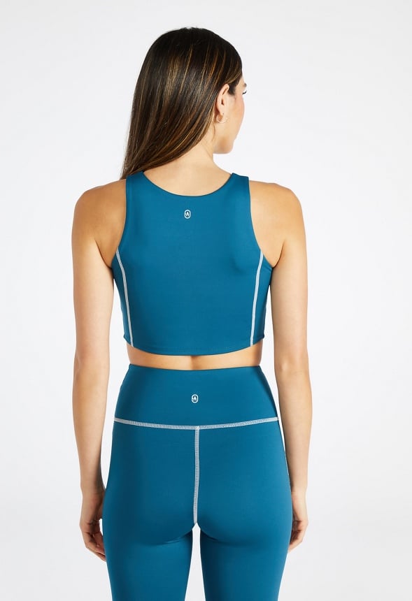 High Neck Contrast Active Sports Bra Legion Blue
