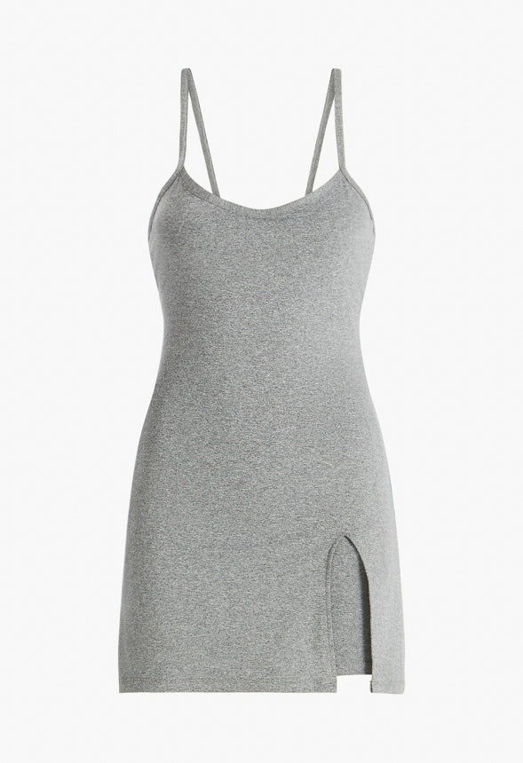 Tennis Active Dress with Slit Dark Heather Grey
