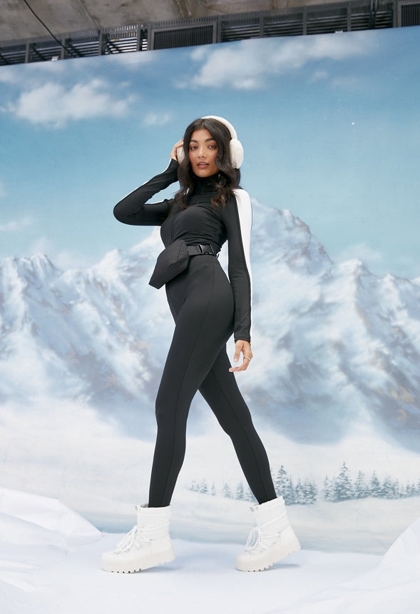 Mock Neck Onesie Jumpsuit Caviar Multi