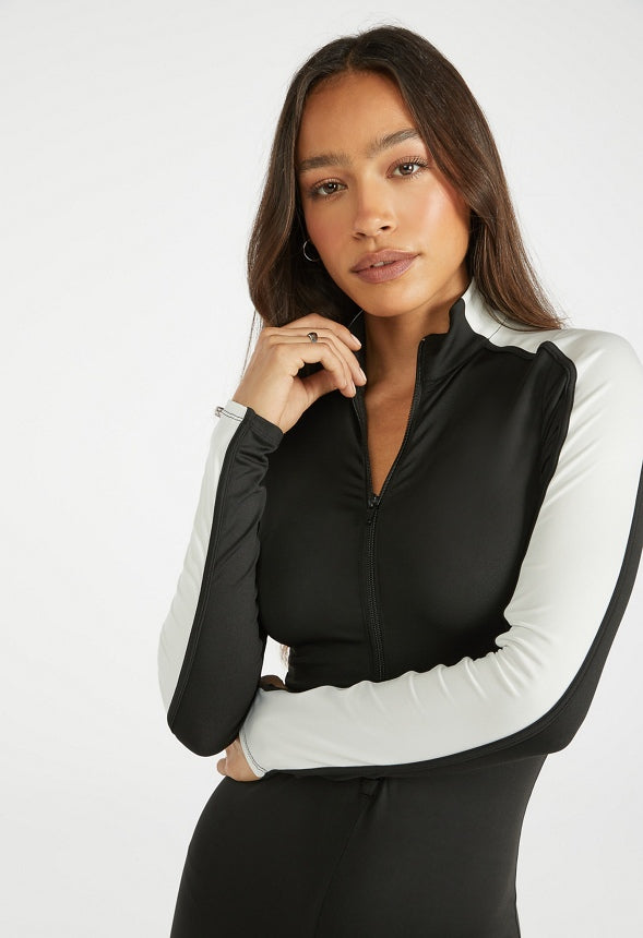 Mock Neck Onesie Jumpsuit Caviar Multi
