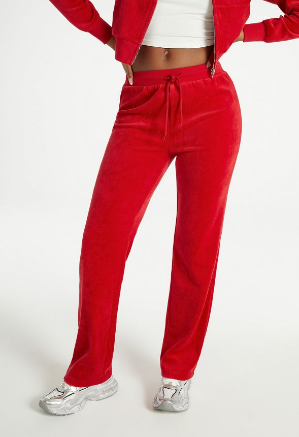 Velour Straight Pants Salsa Red
