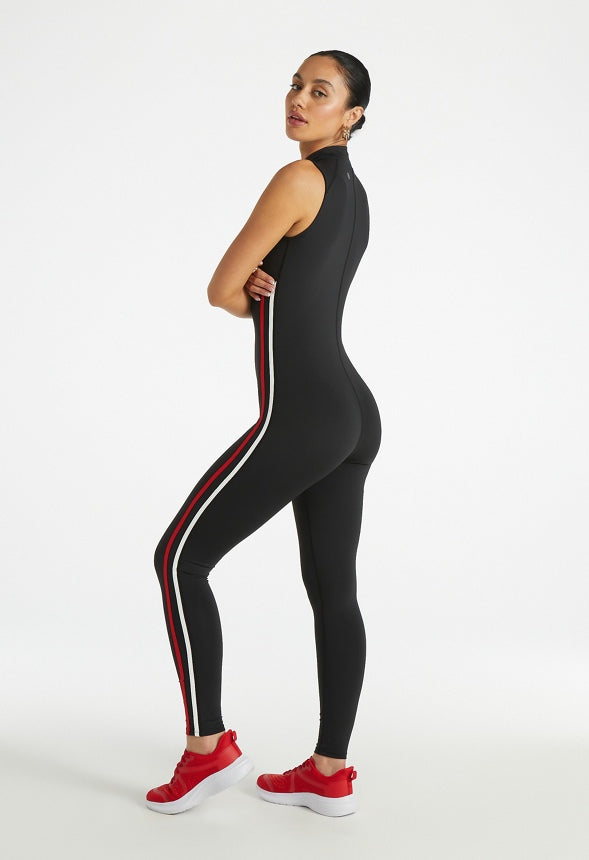 Racer Striped Onesie Black Caviar/ Salsa Red/ White