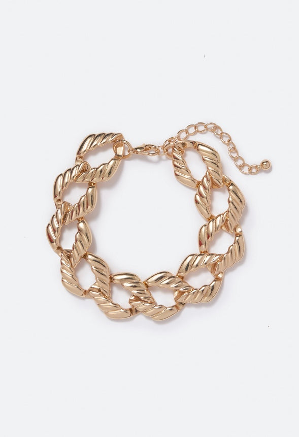 Alani Hetched Chain Bracelet  Gold