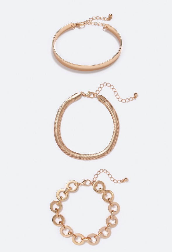 Eden Mixed Chain Bracelets Set Gold