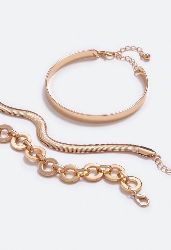 Eden Mixed Chain Bracelets Set Gold