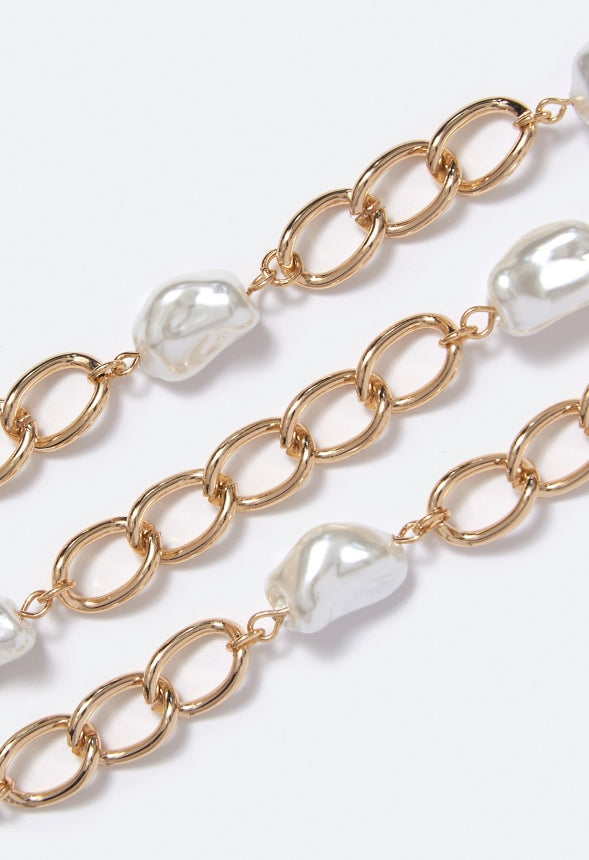 Jade Layered Pearls Bracelet Cream/Gold