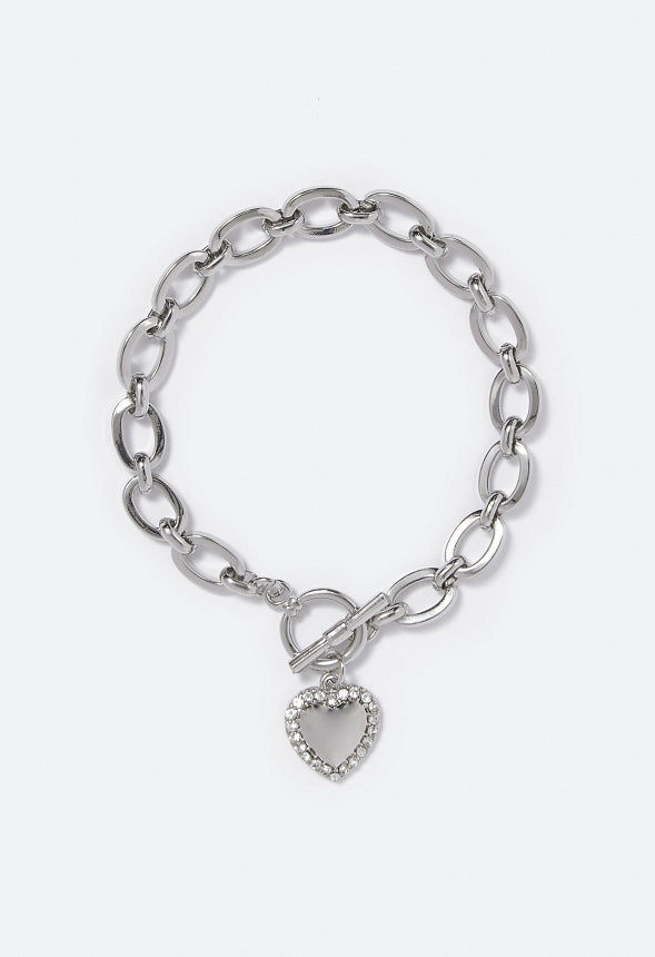Cecilia Puff Heart Chain Bracelet  Silver