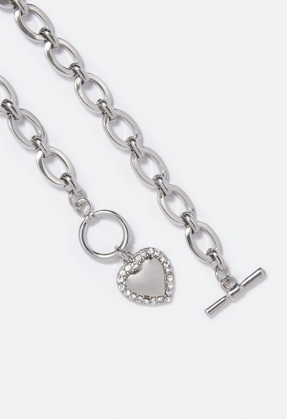Cecilia Puff Heart Chain Bracelet  Silver