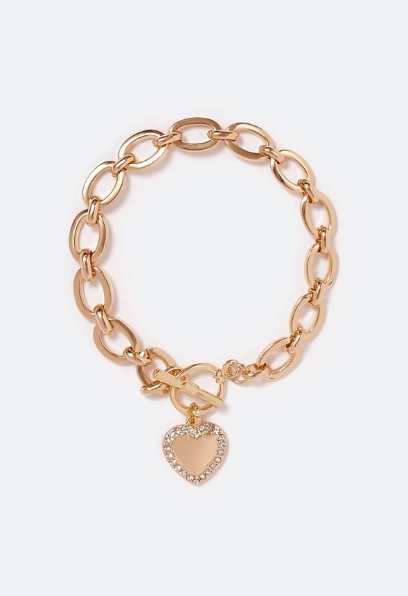 Cecilia Puff Heart Chain Bracelet Crystal/Gold