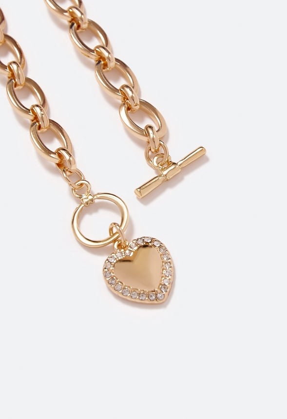Cecilia Puff Heart Chain Bracelet Crystal/Gold