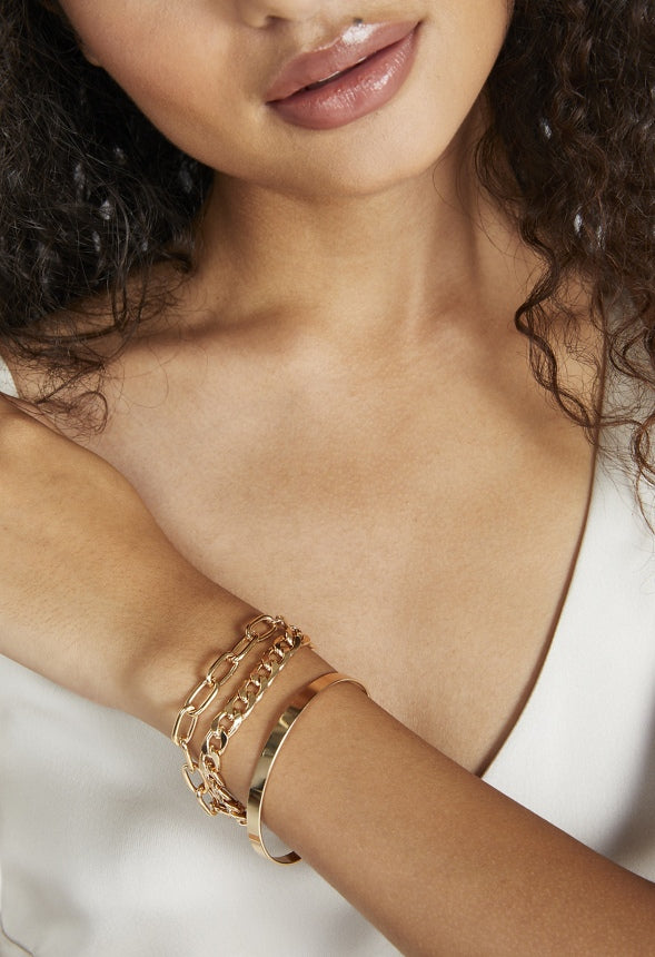 Lyra Mix Chain and Bangle Set  Gold