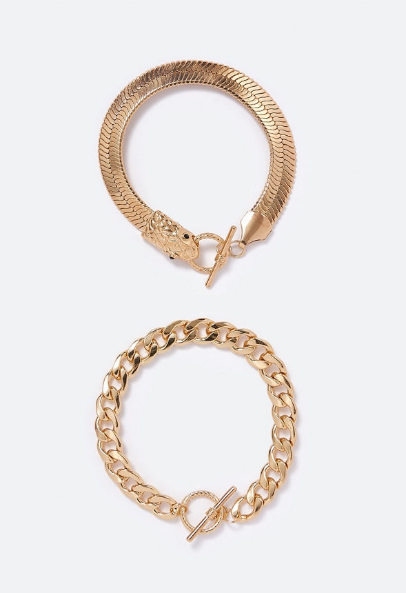 Monica T-Bar Snake Bracelet Gold