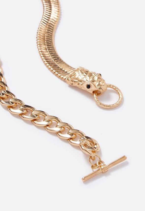 Monica T-Bar Snake Bracelet Gold