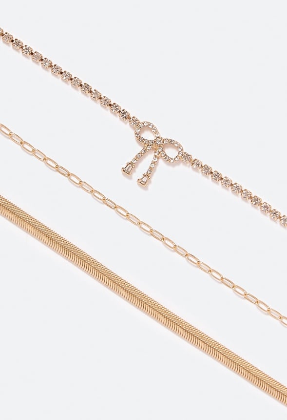 Micah Pave Bow & Mix Chain Bracelet Crystal/ Gold