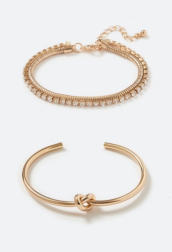 Mabel 2 Piece Adjustable Knot Bracelets Set Gold