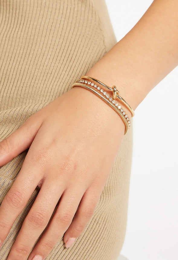 Mabel 2 Piece Adjustable Knot Bracelets Set Gold