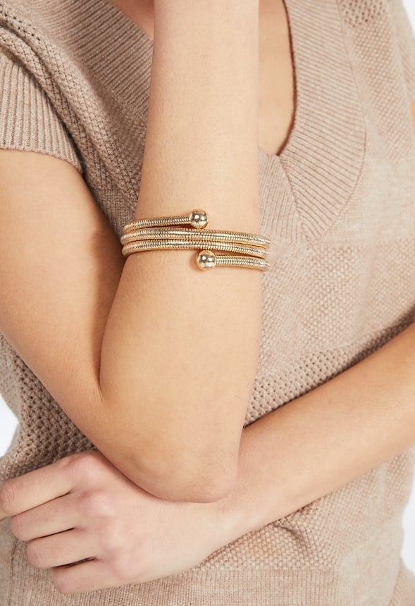 Nori Textured Flexible Coiled Metal Bracelet Gold