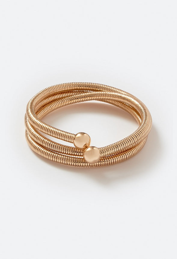 Nori Textured Flexible Coiled Metal Bracelet Gold