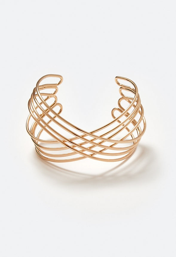 Gio Adjustable Multi Wired Criss Cross Cuff Bracelet  Gold