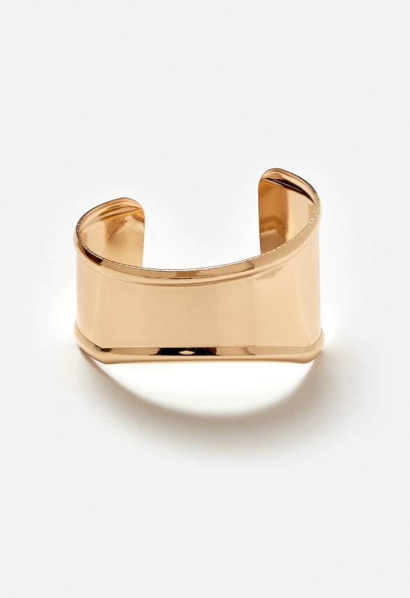 Lei Adjustable Chunky Smooth Metal Cuff Bracelet  Gold