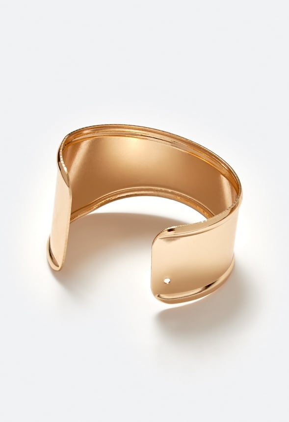 Lei Adjustable Chunky Smooth Metal Cuff Bracelet  Gold