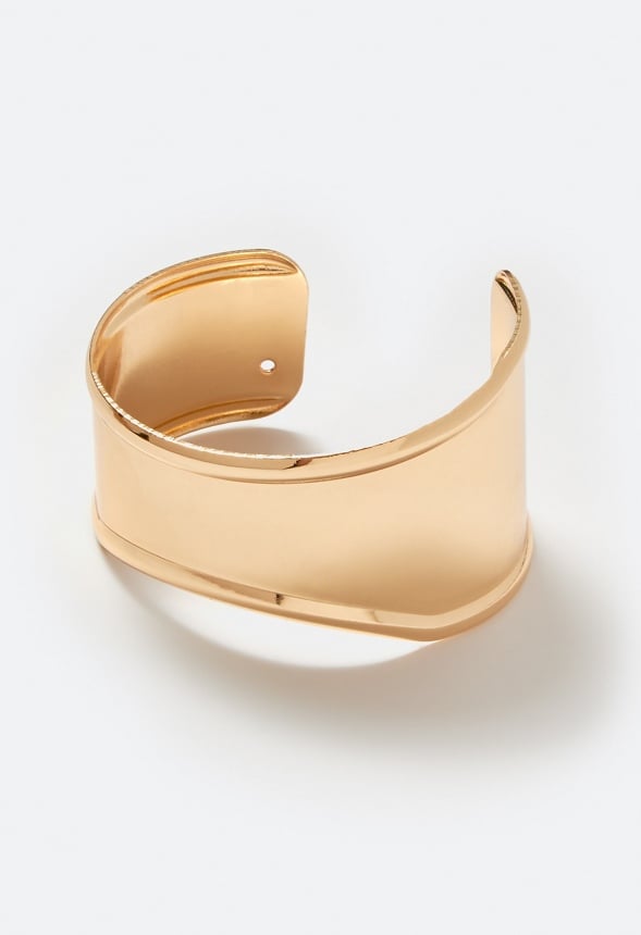Lei Adjustable Chunky Smooth Metal Cuff Bracelet  Gold