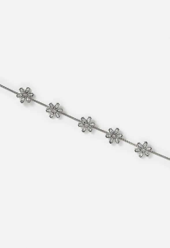 Zoe Glass Stones Flower Motif Bracelet Crystal/ Silver