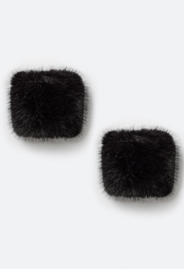 Gloria Pair Of Fluffy Faux Fur Wrist And Ankle Warmers Black