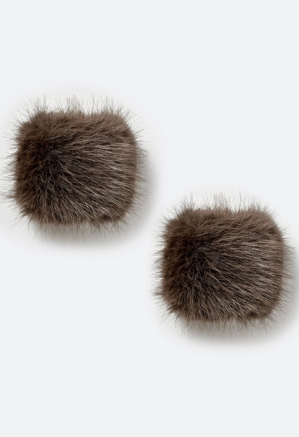 Gloria Pair Of Fluffy Faux Fur Wrist And Ankle Warmers Brown