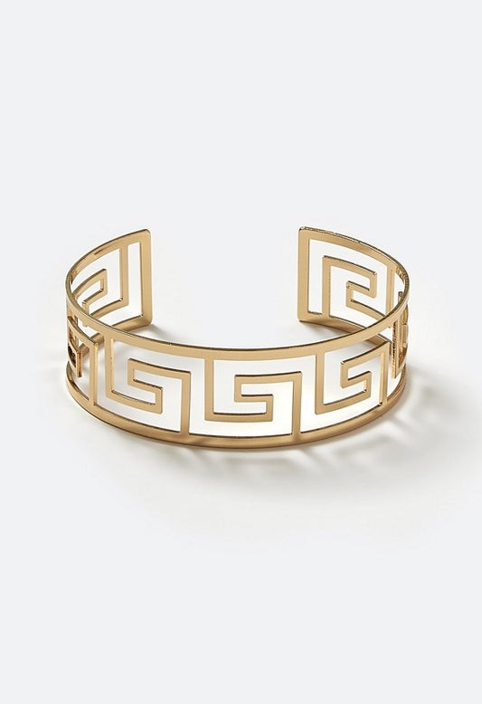 Jay Cut Out Geometric Design Metal Adjustable Cuff Gold