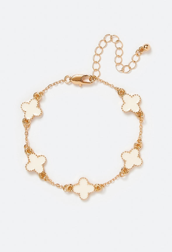 Dora Enamel Clover Allway Bracelet Cream/ Gold