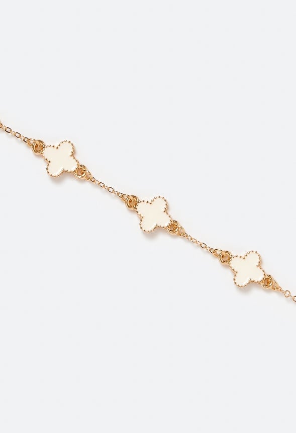 Dora Enamel Clover Allway Bracelet Cream/ Gold