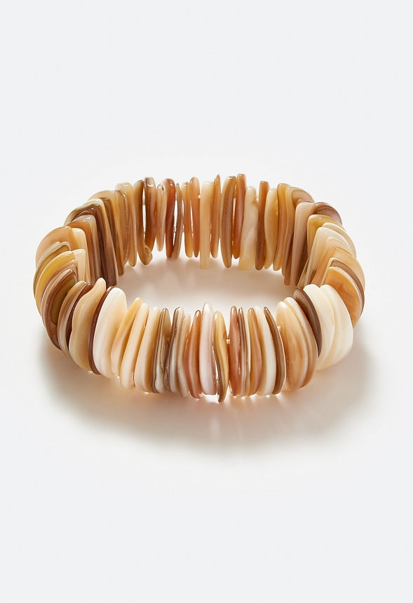 Kelly Real Shell Discs Stretch Bracelet Cream/ Shell