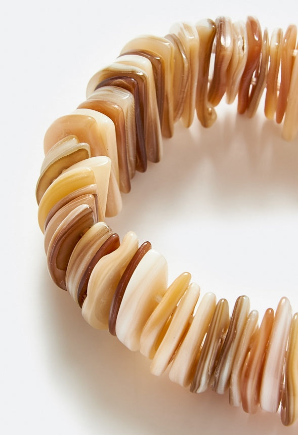 Kelly Real Shell Discs Stretch Bracelet Cream/ Shell