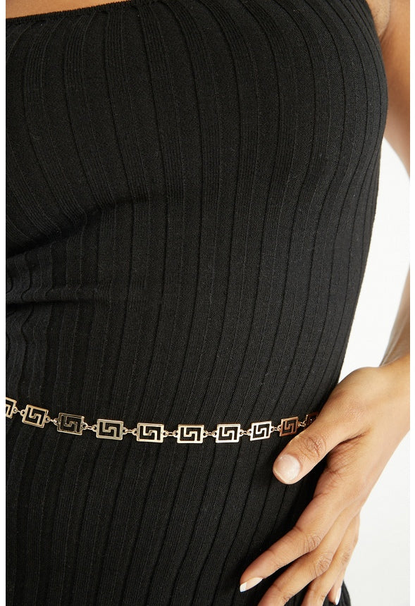 Charli Geometric Link Chain Belt Gold
