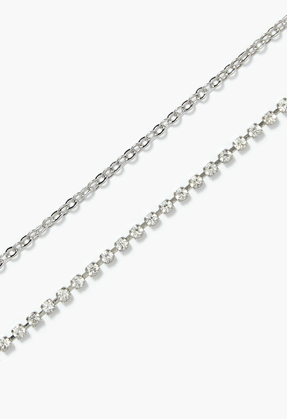 Ellis Glass Rhinestone Bodychain Clear/Silver