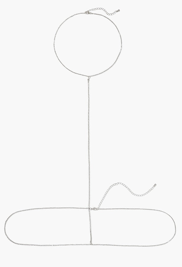 Ellis Glass Rhinestone Bodychain Clear/Silver